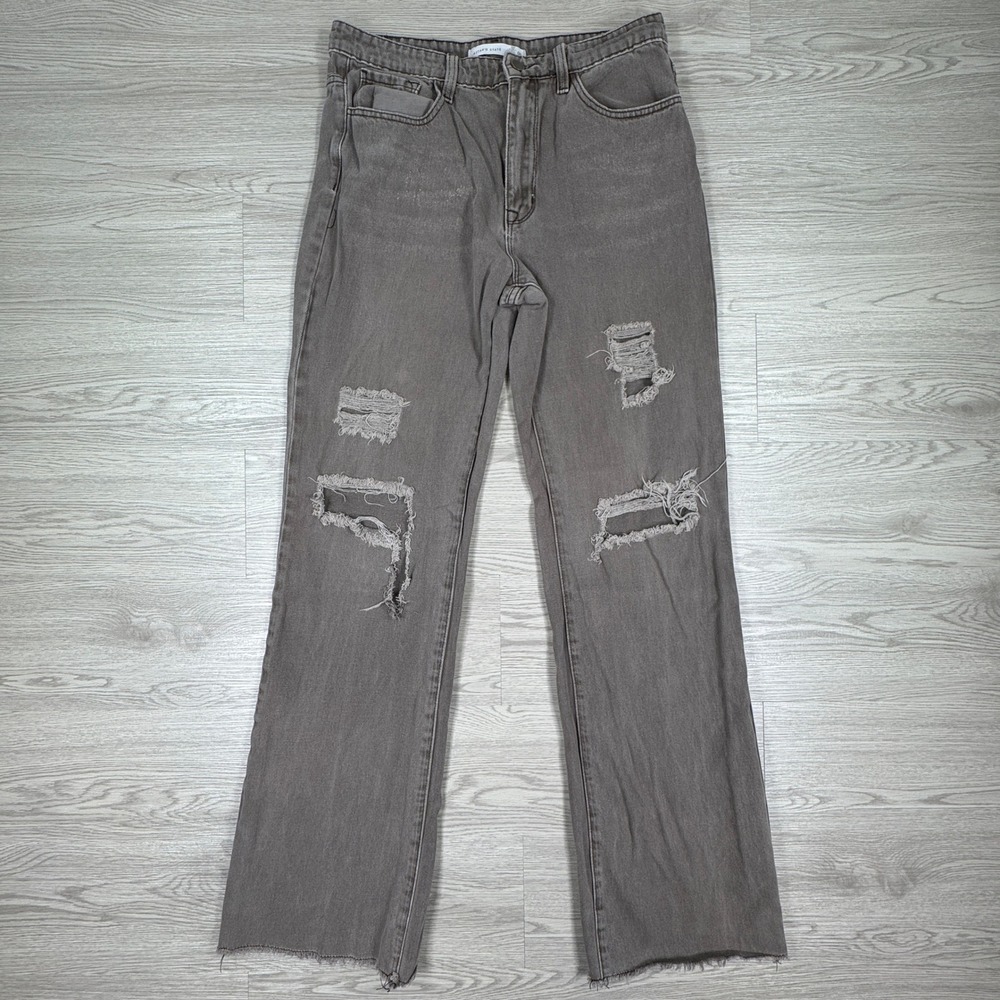 Altar'd State Women's Jeans Distressed Wide Leg High Rise Brown‎ Size 29 Cotton